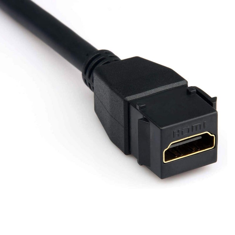 UseBean HDMI Keystone Coupler 4K (2-Pack), HDMI Keystone Jack Inserts Female to Female Adapter Pigtail Extension Cable Snap-in for Wall Plate, (0.3ft Black) - Image 3